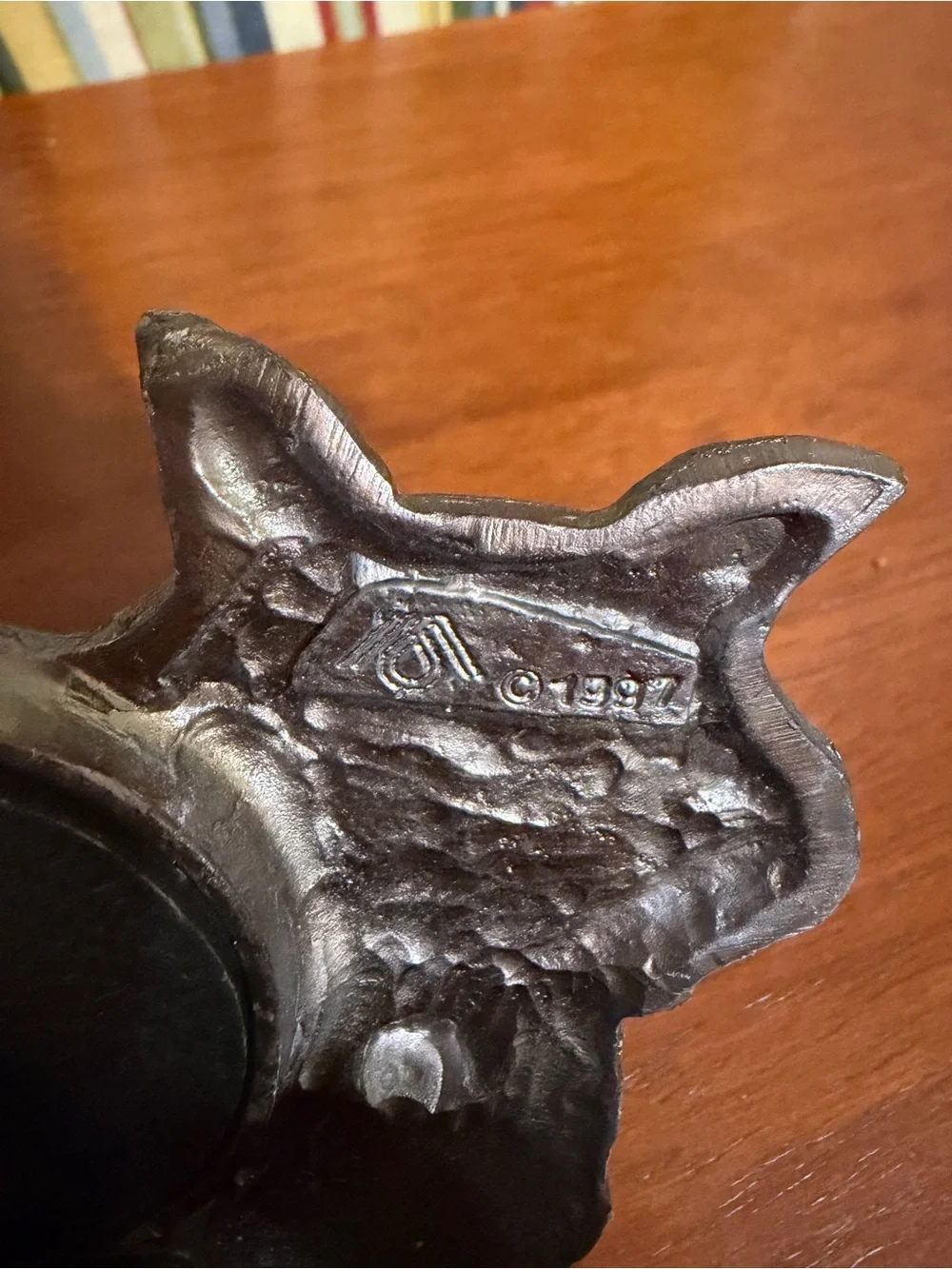 Mini Pewter Smiling Cat Photo Frame 1997 Ruth Reynolds